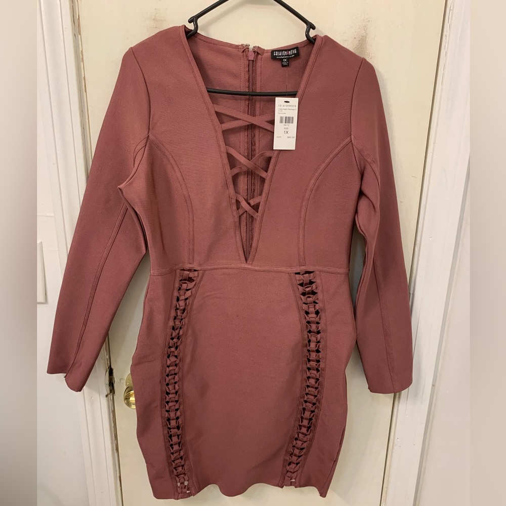 NWT Fashion Nova Unapologetic Bandage Long Sleeve Dress - Picture 2 of 12